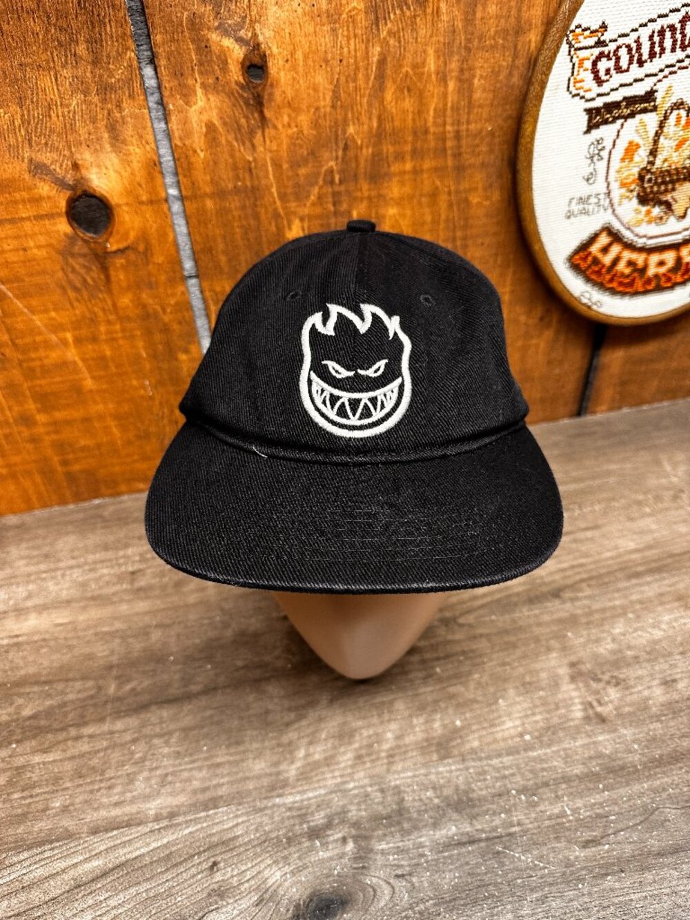 Y2K Spitfire Wheels Buckle Back Adjustable Baseball Cap Hat Black Flames 413